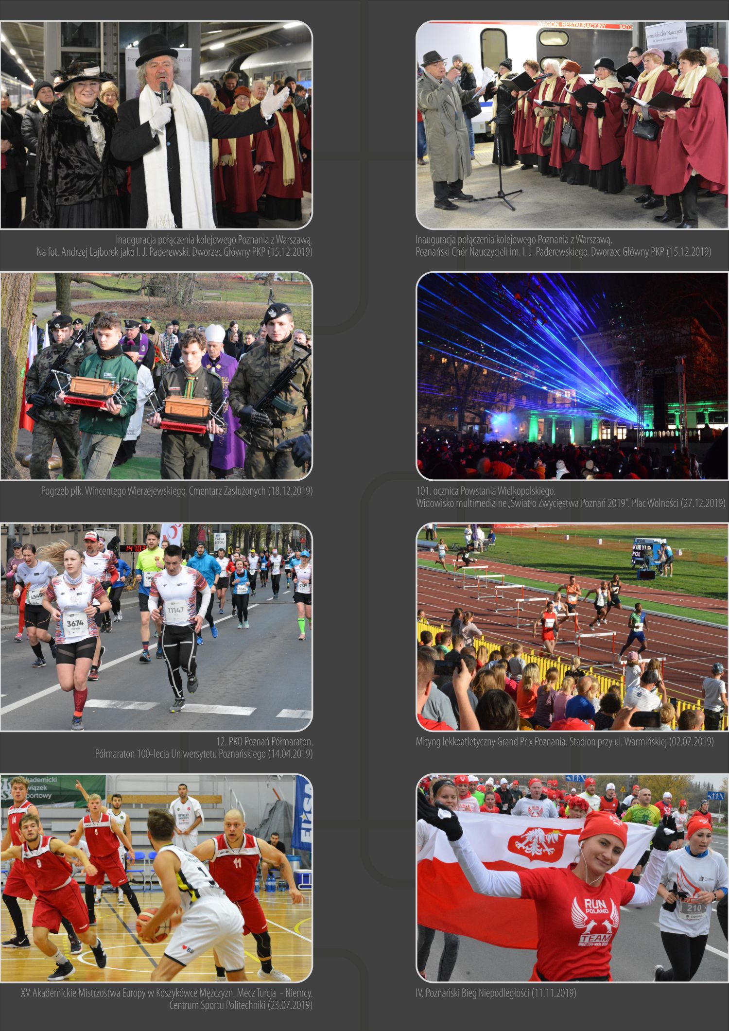8 zdj�� przedstawiaj�cych kadry z uroczysto�ci plenerowych oraz imprez sportowych