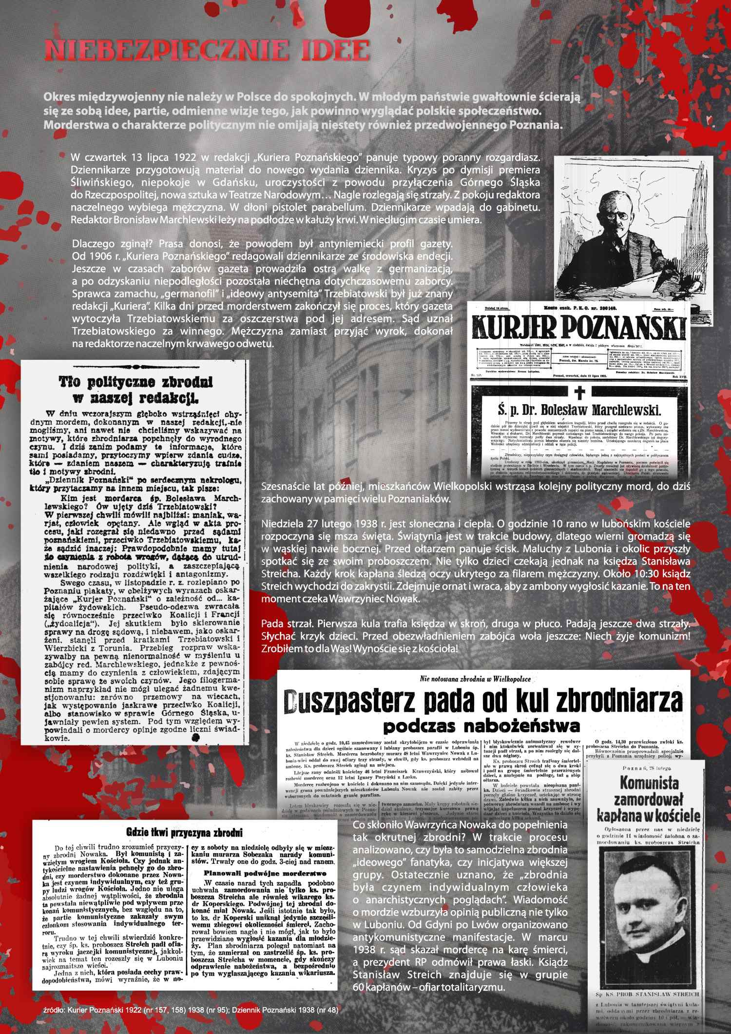 plansza o zamordowaniu Bronisawa Marchlewskiego