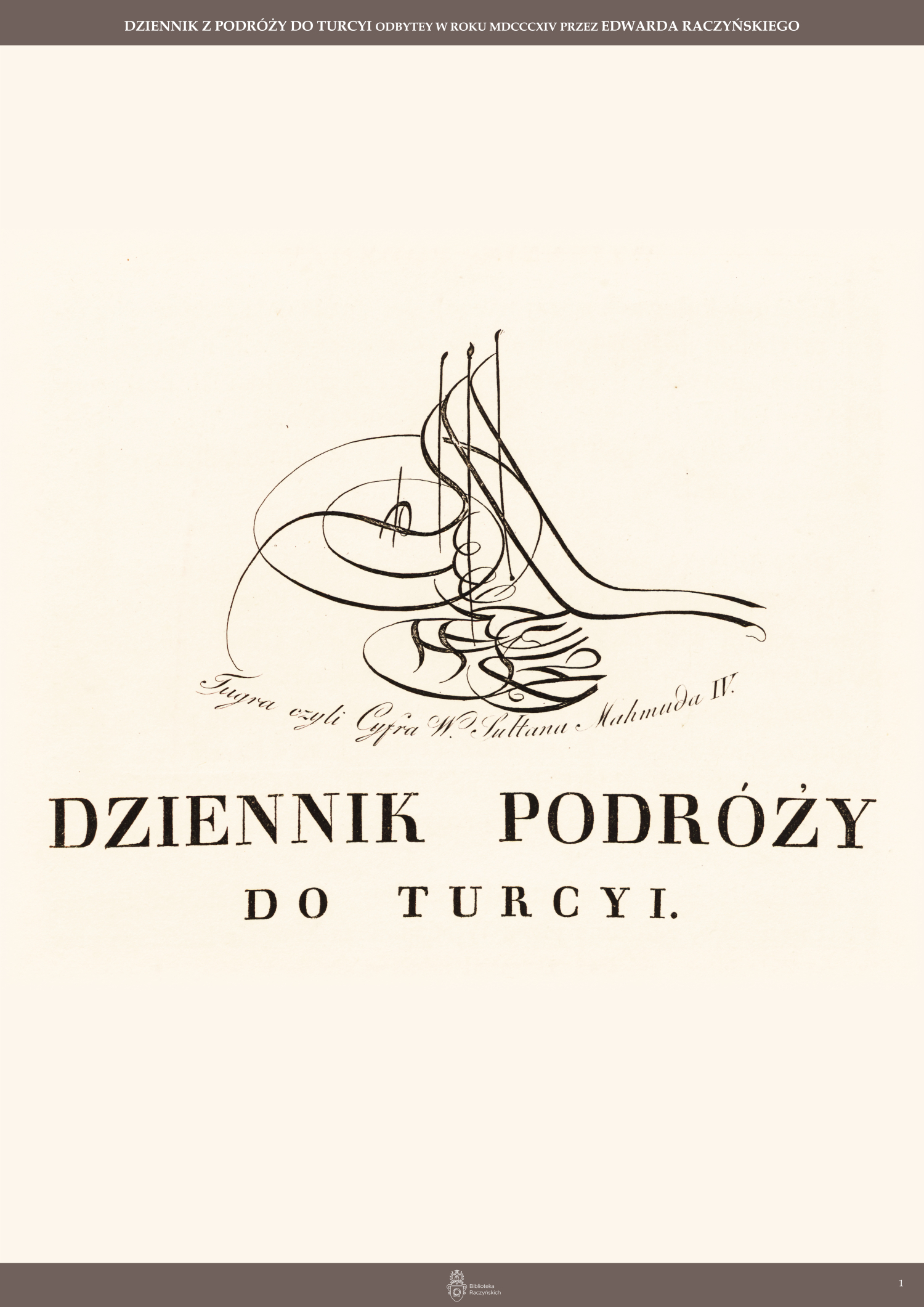 plansza tytu�owa wystawy Dziennik podr�y do Turcyi
