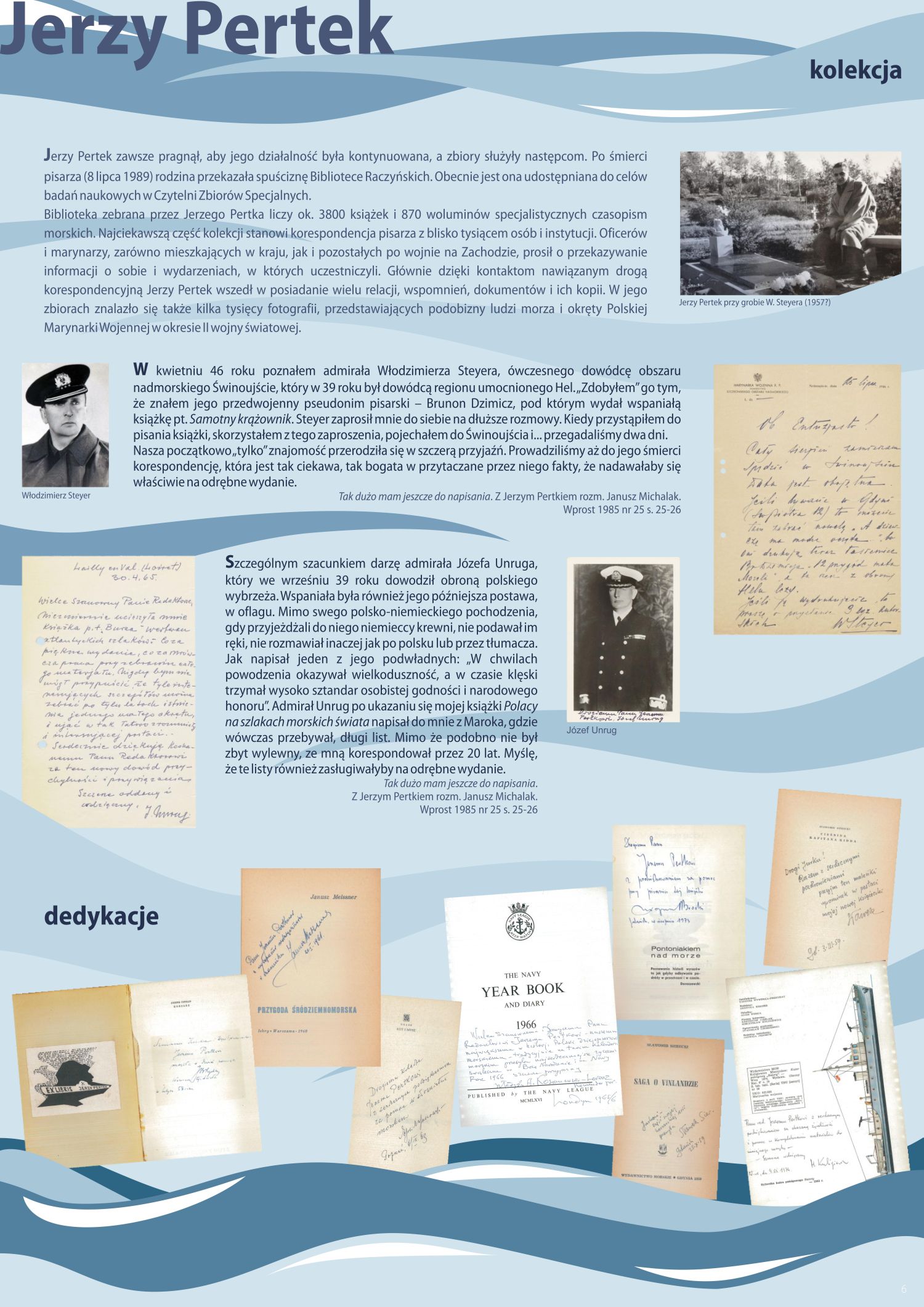 plansza o kolekcji Pertka oraz skany jego dedykacji