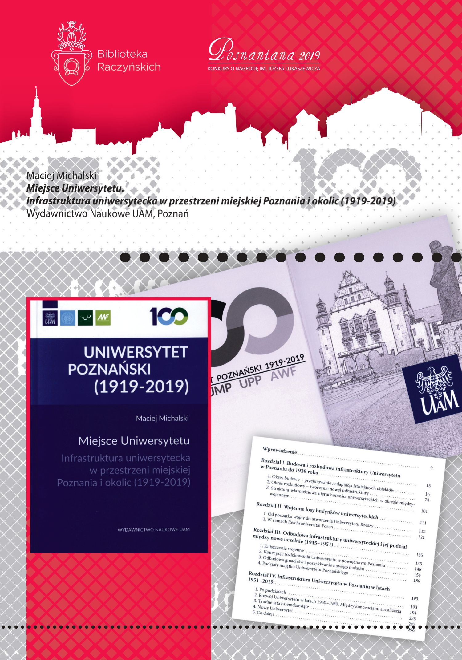 Ok�adka ksi��ki Macieja Michalskiego Miejsce Uniwersytetu. Infrastruktura uniwersytecka w przestrzeni miejskiej Poznania i okolic 1919-2019