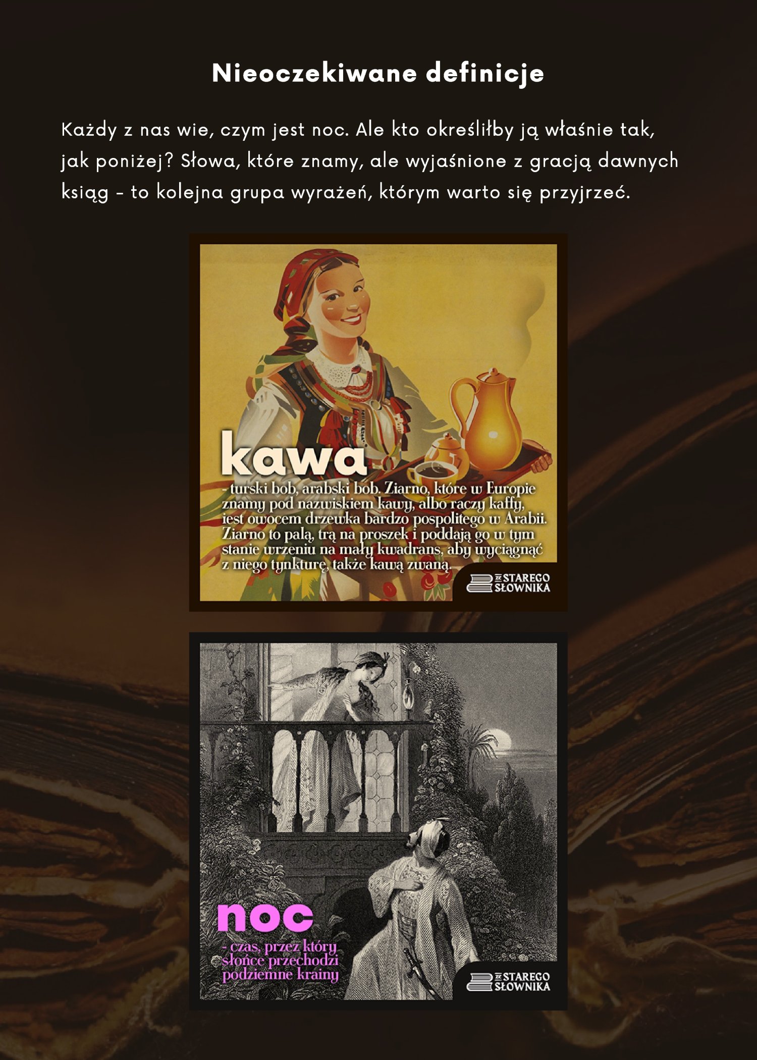 plansza o s�owach kawa i noc